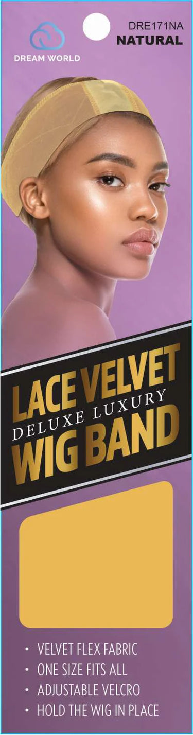 Dream World Lace Velvet Deluxe Wig Band – Natural Adjustable Grip